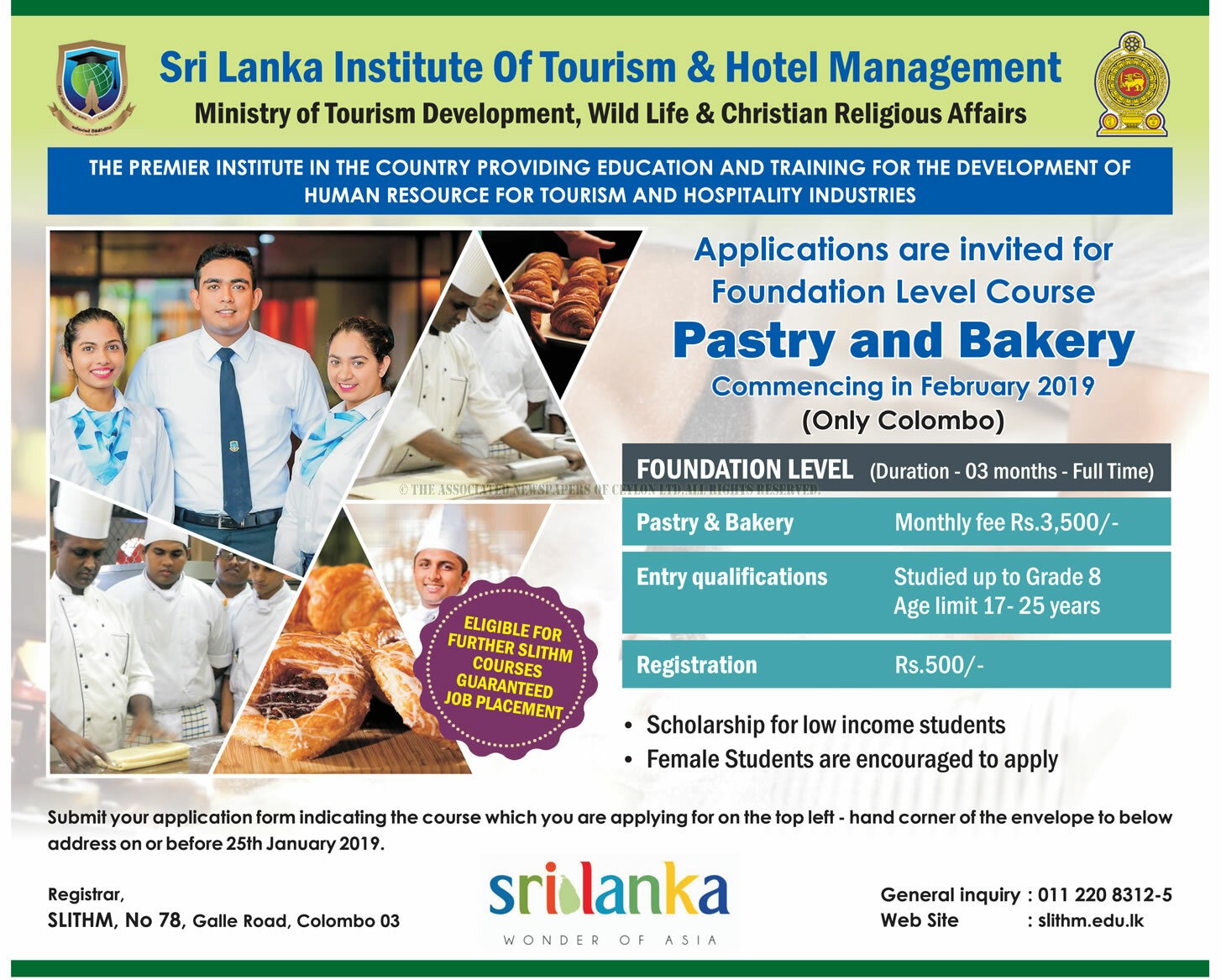 Pastry & Bakery Foundation Level Course - Sri Lanka Institute of Tourism & Hotel Management 